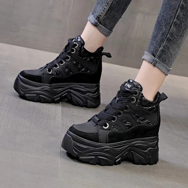 Joskaa 2024 New Black High Top Platform Sneakers