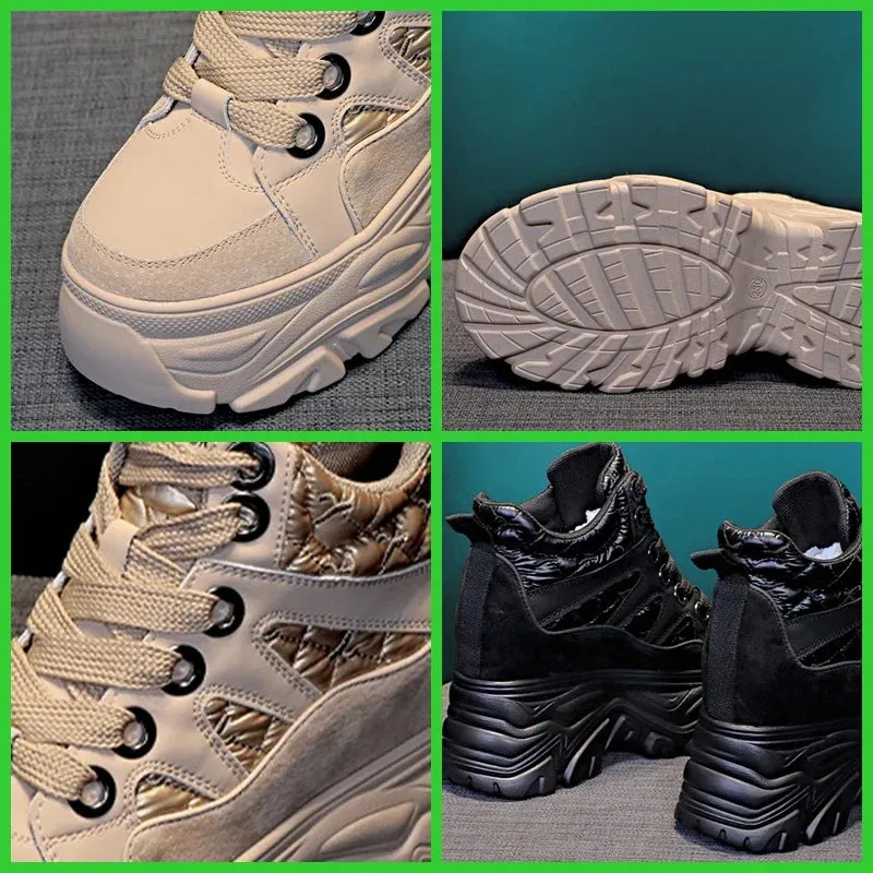 Joskaa 2024 New Black High Top Platform Sneakers