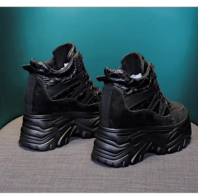 Joskaa 2024 New Black High Top Platform Sneakers