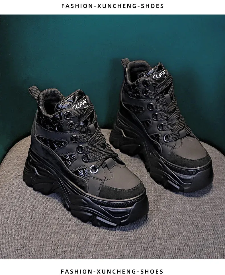 Joskaa 2024 New Black High Top Platform Sneakers