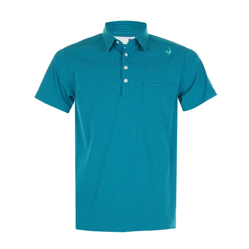 LE COQ SPORTIF GOLF Seersucker Men's Polo (Green)