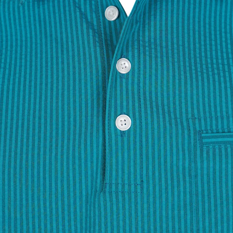 LE COQ SPORTIF GOLF Seersucker Men's Polo (Green)