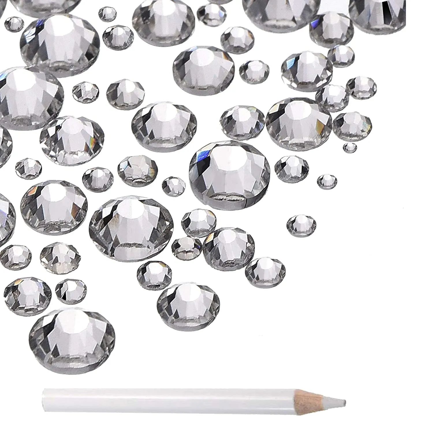 LPBeads 3456 Pieces 6 Sizes Metallic Gold Flat Back Round Crystal Rhinestones for Crafts Nails Art Face Makeup Clothes DIY with Pick Up Tweezers and Picking Pen