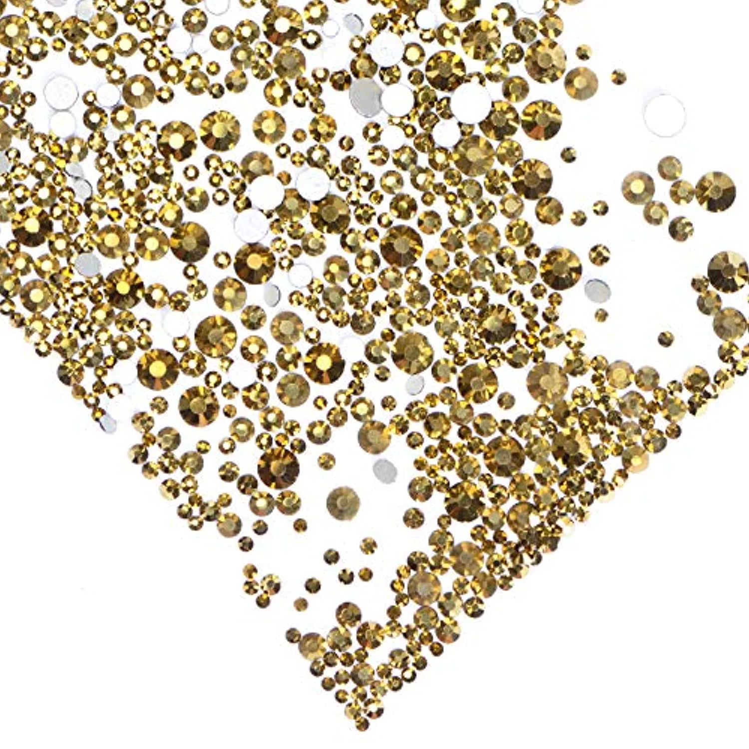 LPBeads 3456 Pieces 6 Sizes Metallic Gold Flat Back Round Crystal Rhinestones for Crafts Nails Art Face Makeup Clothes DIY with Pick Up Tweezers and Picking Pen