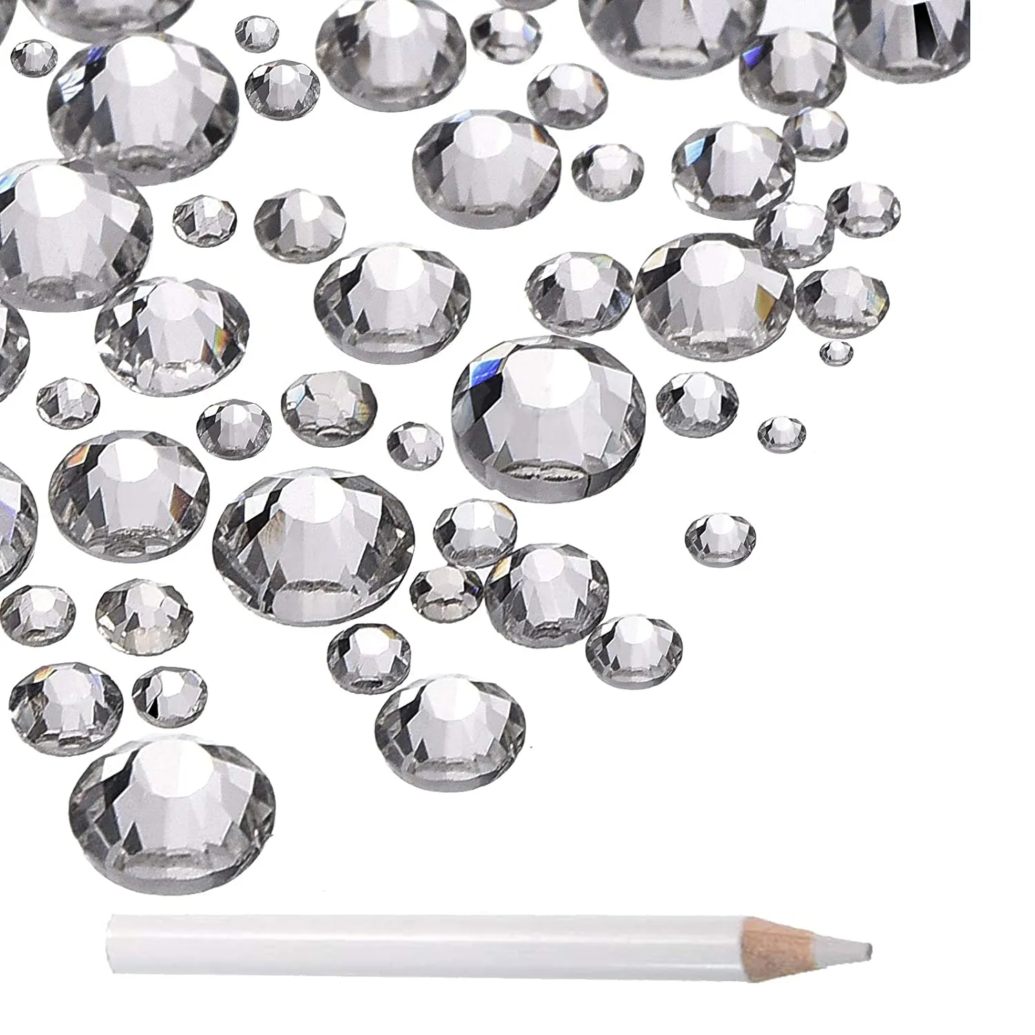 LPBeads 3456 Pieces 6 Sizes Metallic Gold Flat Back Round Crystal Rhinestones for Crafts Nails Art Face Makeup Clothes DIY with Pick Up Tweezers and Picking Pen
