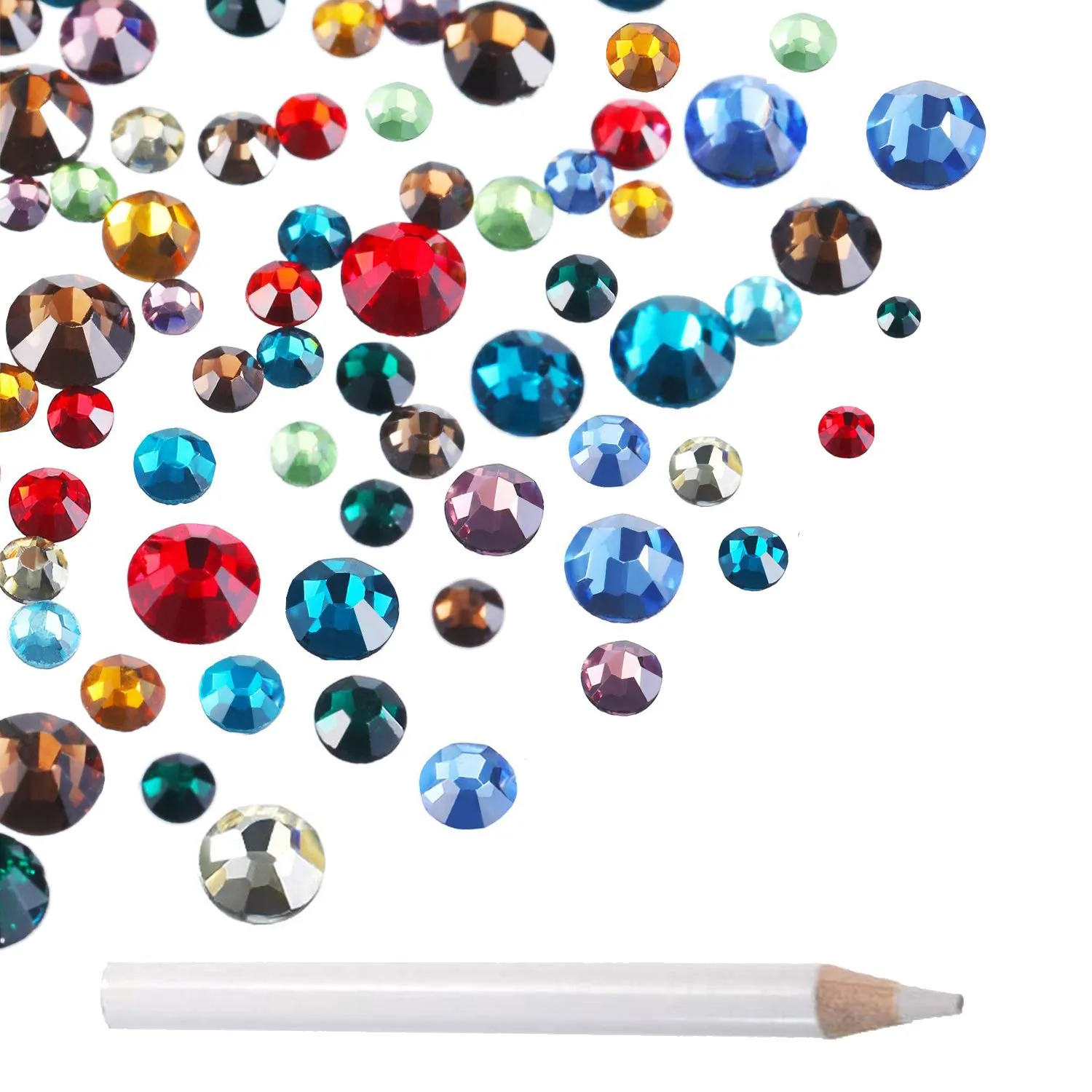 LPBeads 3456 Pieces 6 Sizes Metallic Gold Flat Back Round Crystal Rhinestones for Crafts Nails Art Face Makeup Clothes DIY with Pick Up Tweezers and Picking Pen