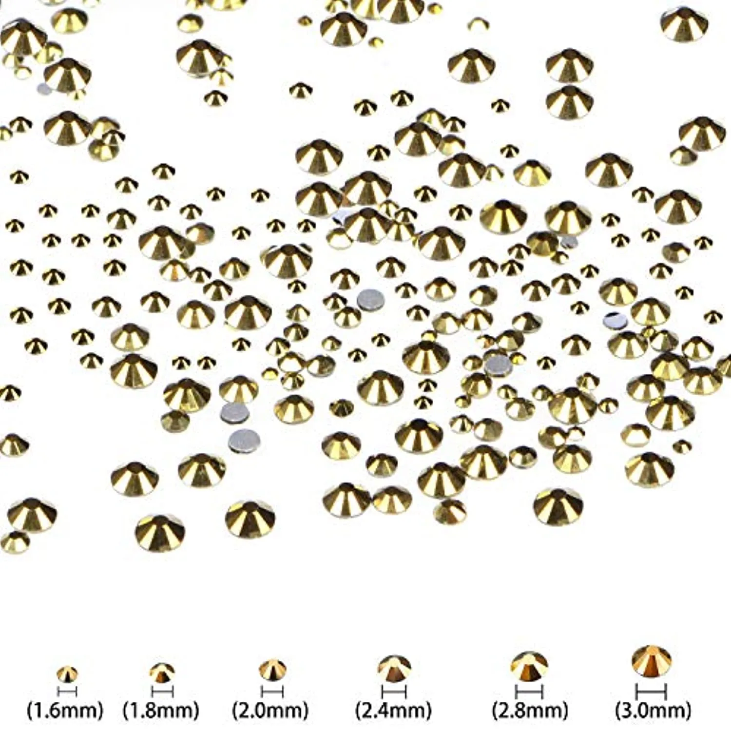 LPBeads 3456 Pieces 6 Sizes Metallic Gold Flat Back Round Crystal Rhinestones for Crafts Nails Art Face Makeup Clothes DIY with Pick Up Tweezers and Picking Pen
