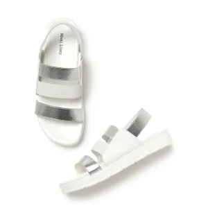 Marc Loire Women Platform Heel Fashion Sandal With Slingback Strap; Smart Casual Footwear (White, 3)