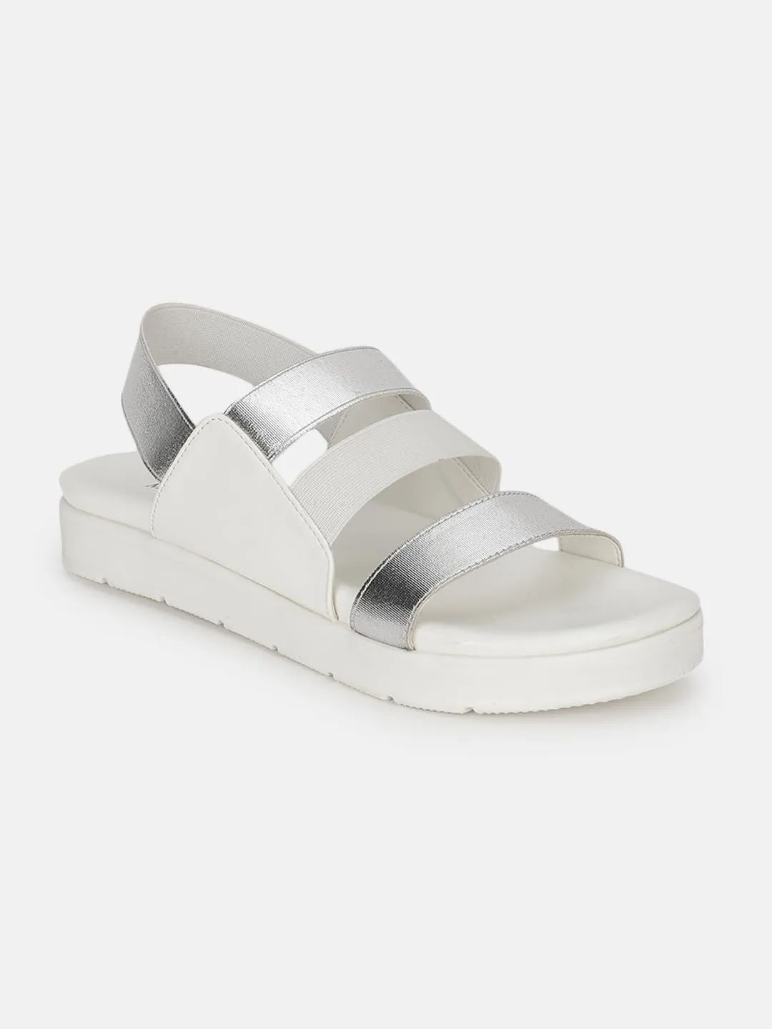Marc Loire Women Platform Heel Fashion Sandal With Slingback Strap; Smart Casual Footwear (White, 3)