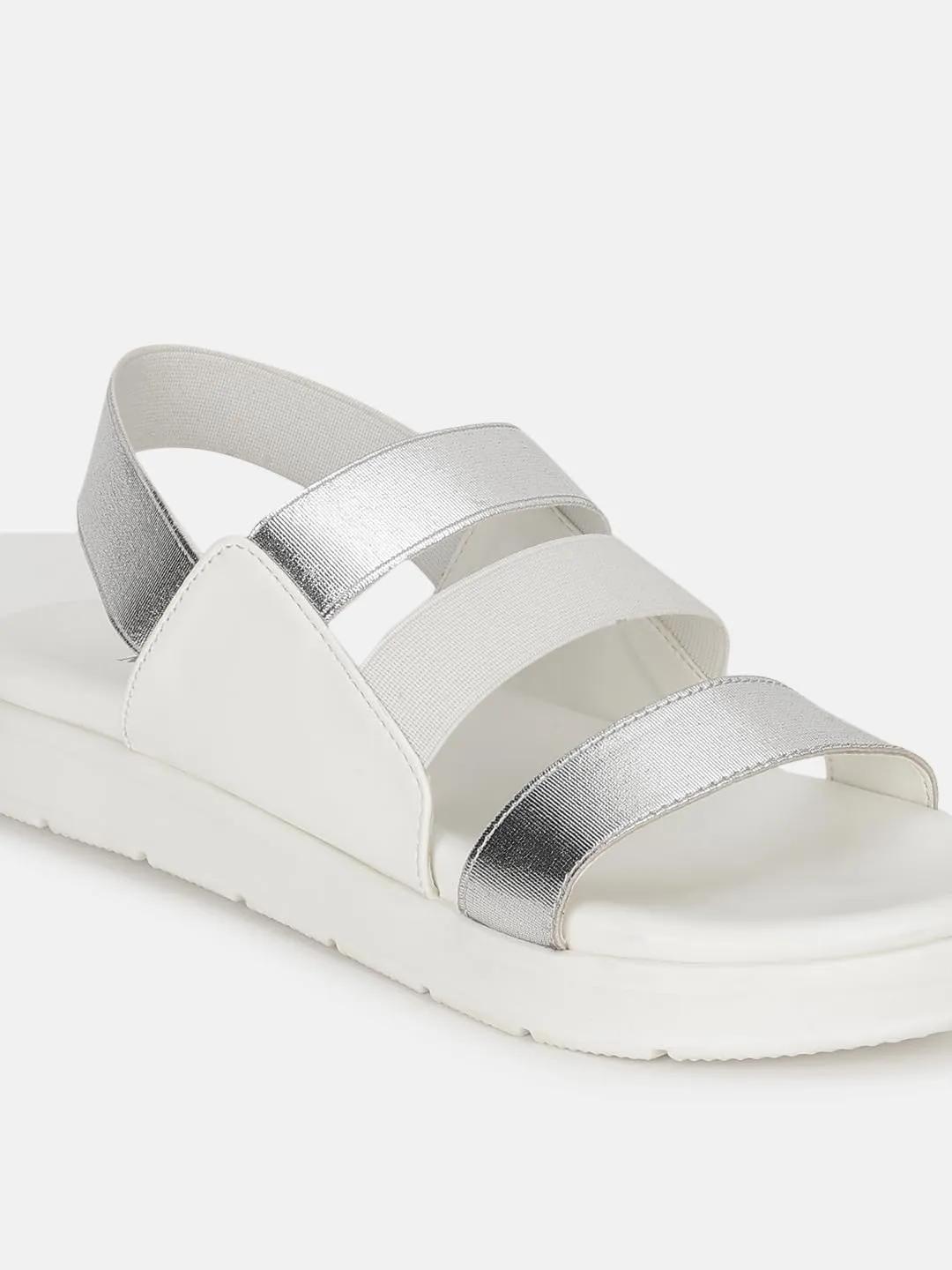 Marc Loire Women Platform Heel Fashion Sandal With Slingback Strap; Smart Casual Footwear (White, 3)