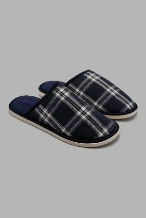 Navy Checkered Slipper