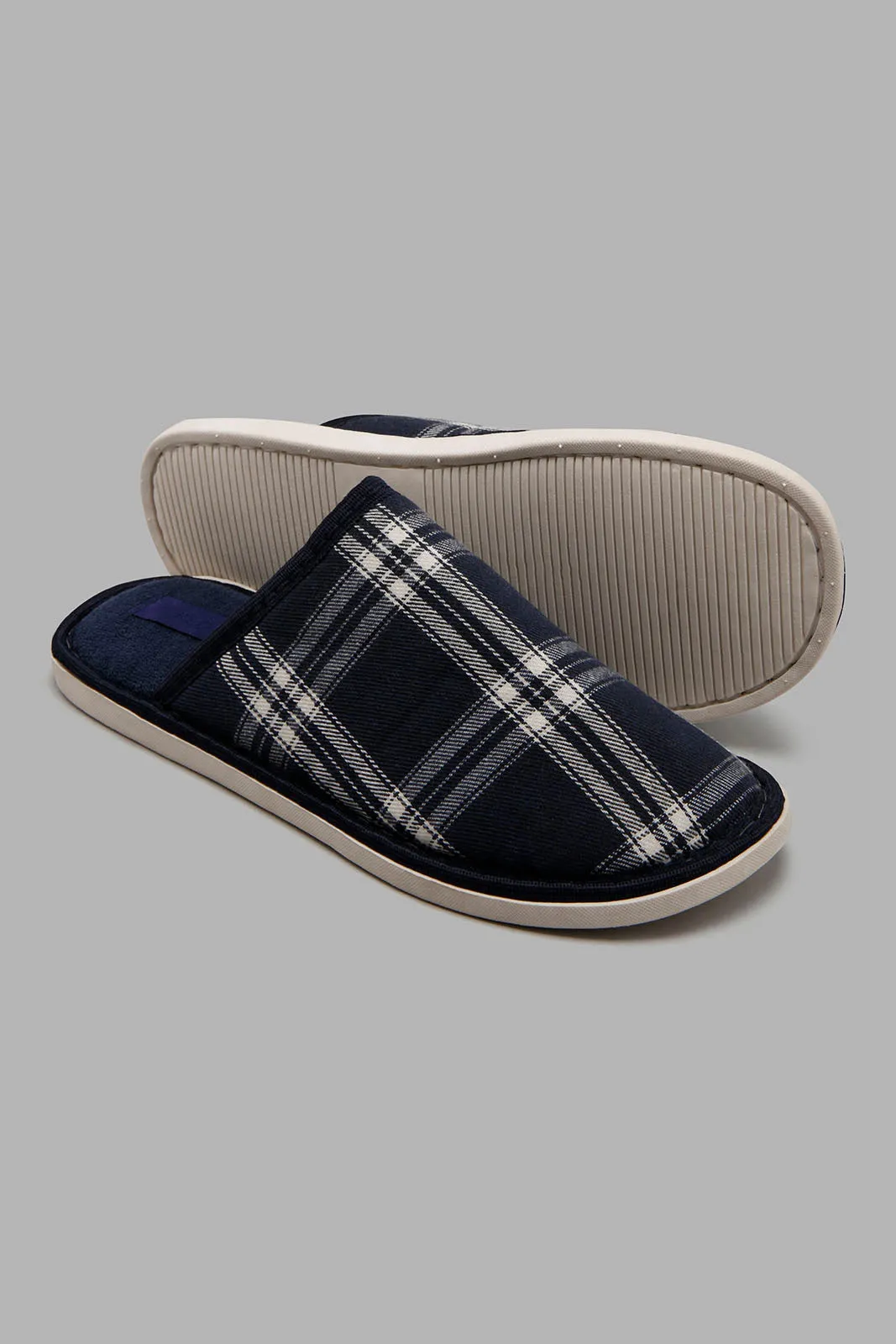 Navy Checkered Slipper