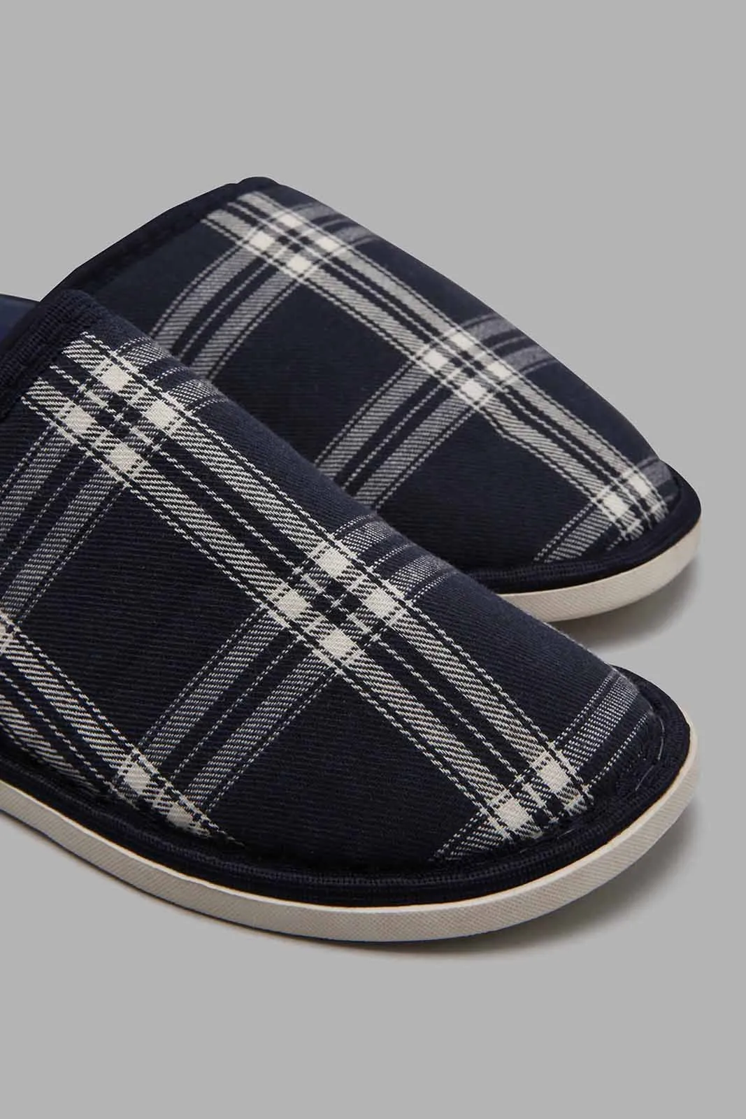 Navy Checkered Slipper