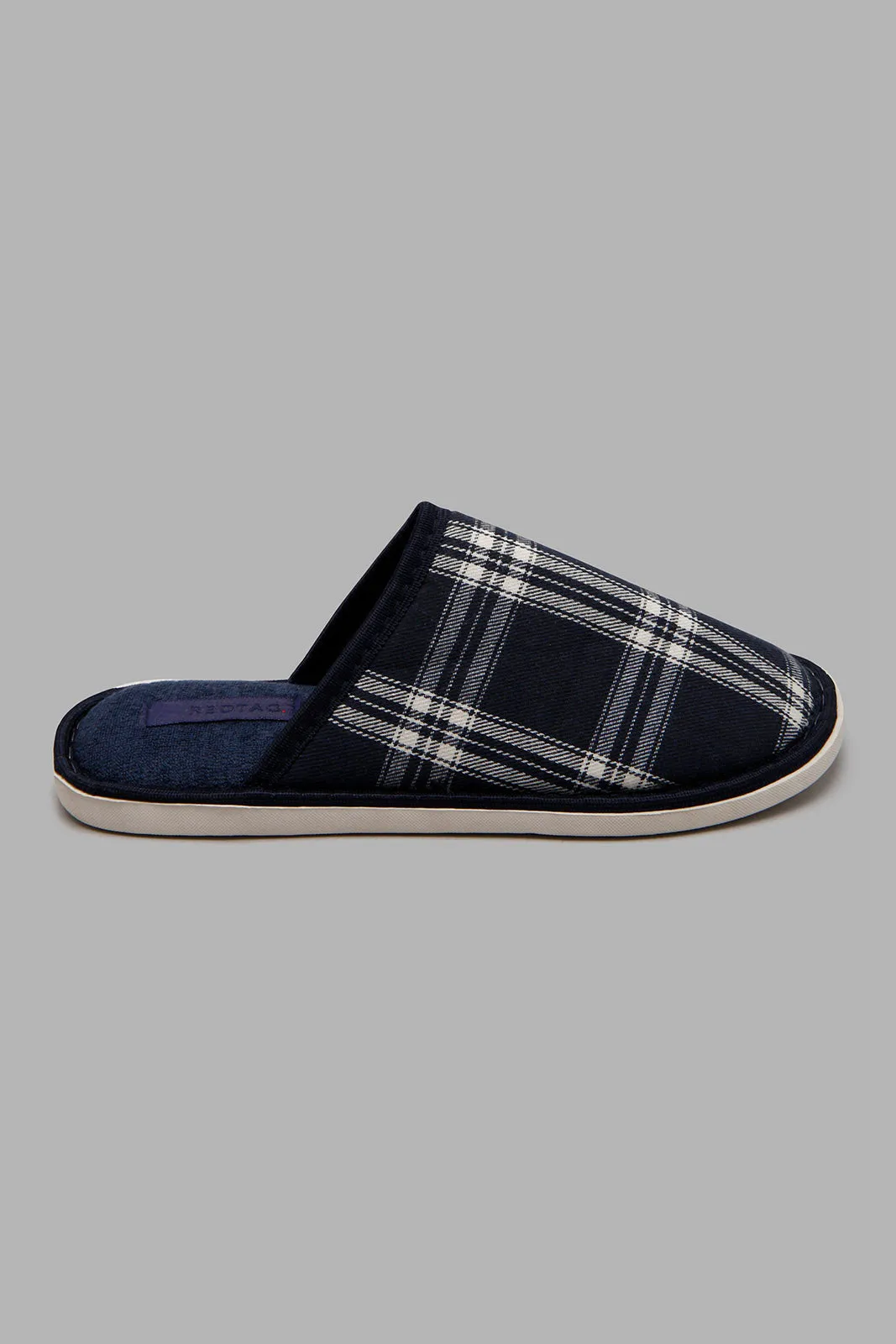 Navy Checkered Slipper
