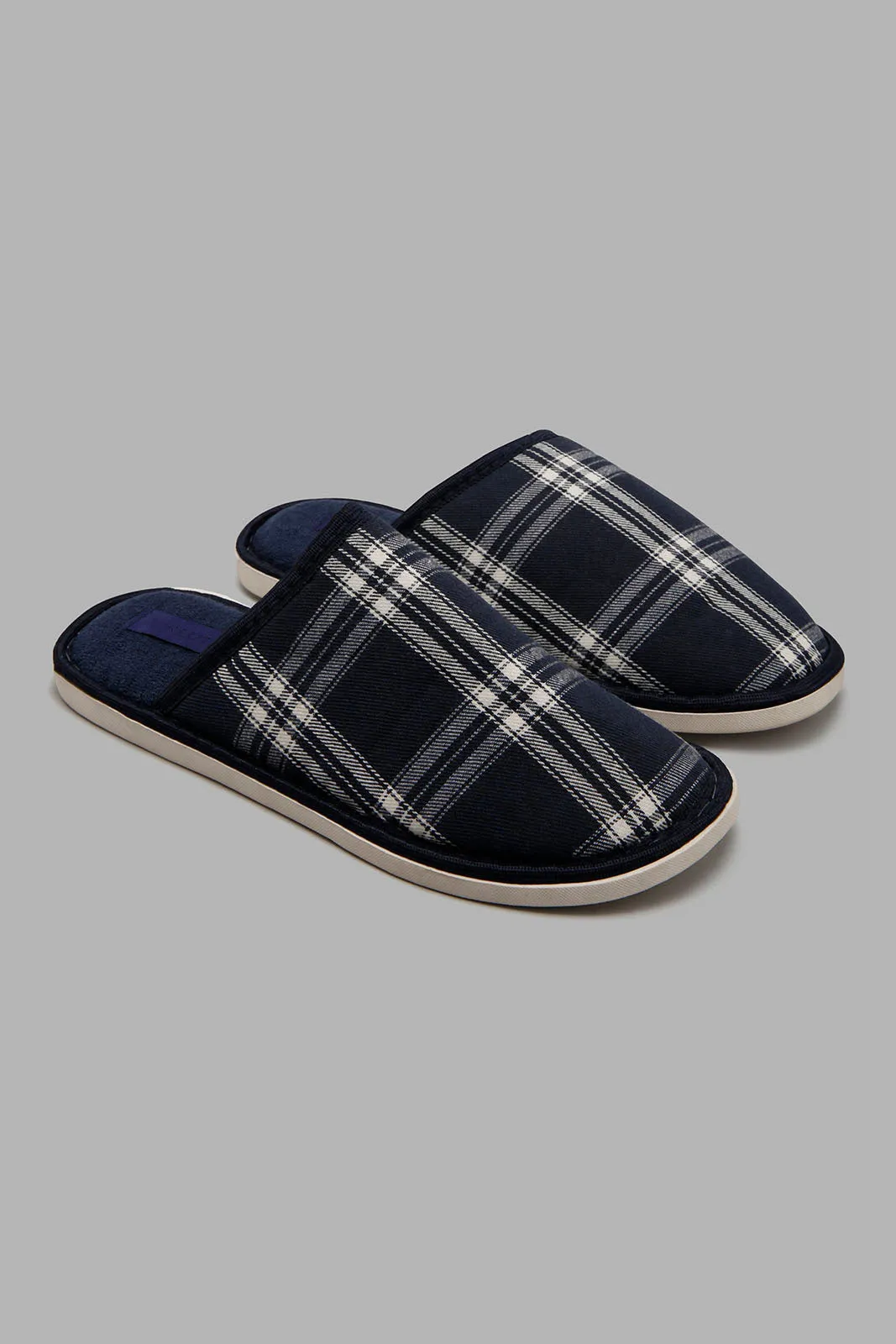 Navy Checkered Slipper