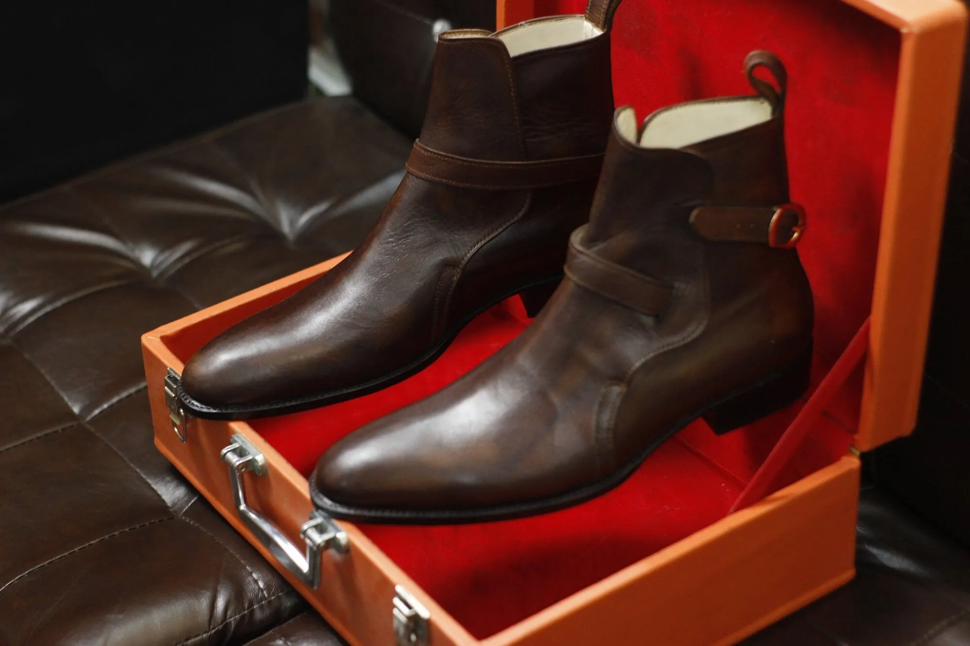 New Men's Handmade Brown Leather Jodhpurs Ankle High Dress & Casual Wear Boots