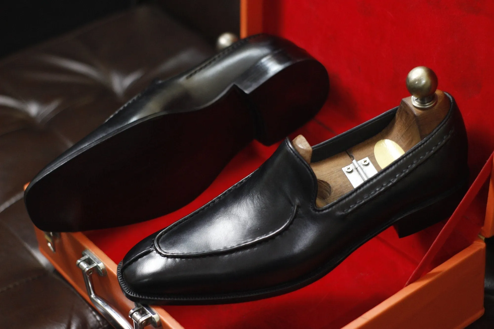 New Men's Handmade Formal Shoes Black Leather Slip On Stylish Loafer Moccasin Shoes