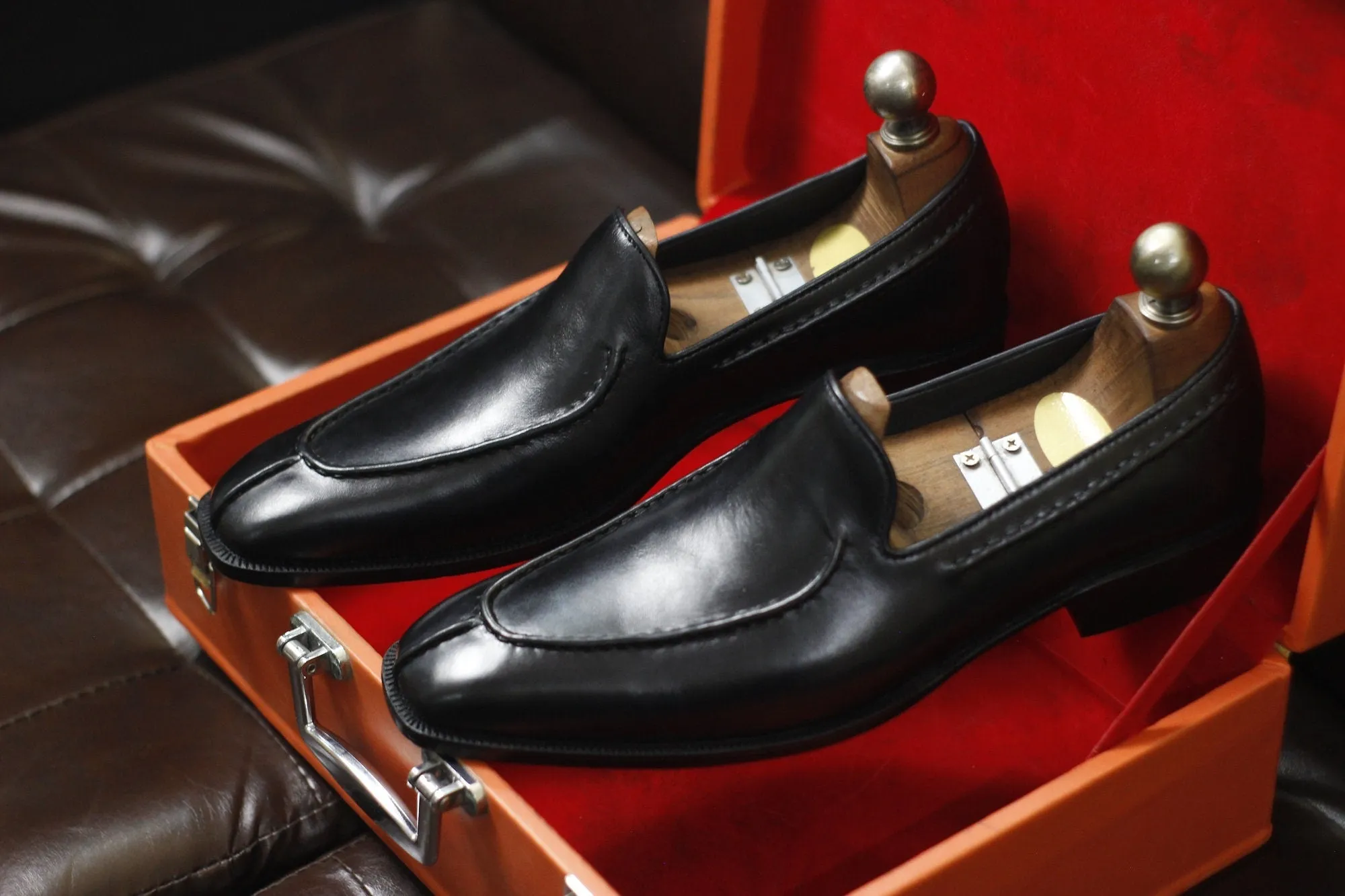New Men's Handmade Formal Shoes Black Leather Slip On Stylish Loafer Moccasin Shoes