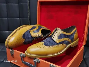New Men's Handmade Formal Shoes BlueJeans an  Leather Lace Up Stylish Dress and Formal Wear Shoes