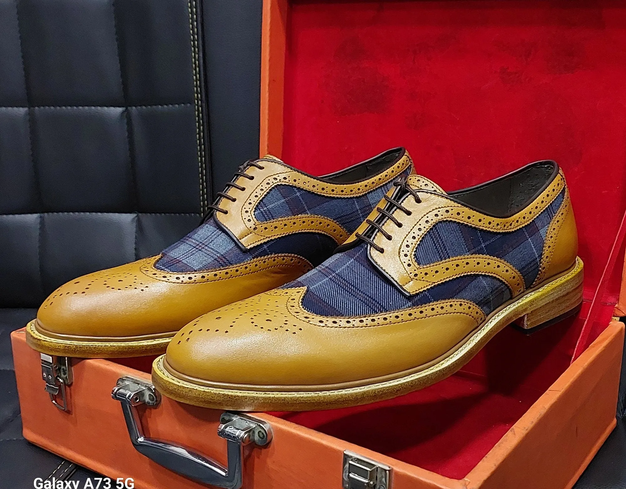 New Men's Handmade Formal Shoes BlueJeans an  Leather Lace Up Stylish Dress and Formal Wear Shoes