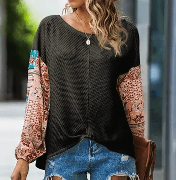 Paisley Printed Puffed Sleeve Top