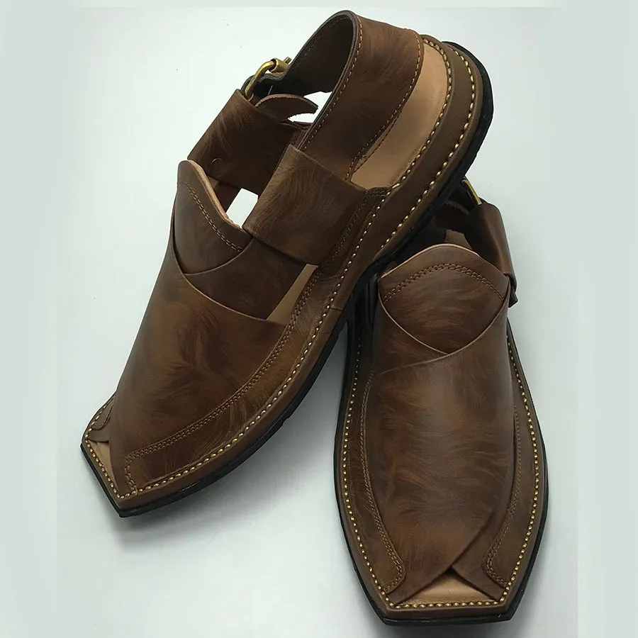 Peshawari Men's Printed Leather Chappal