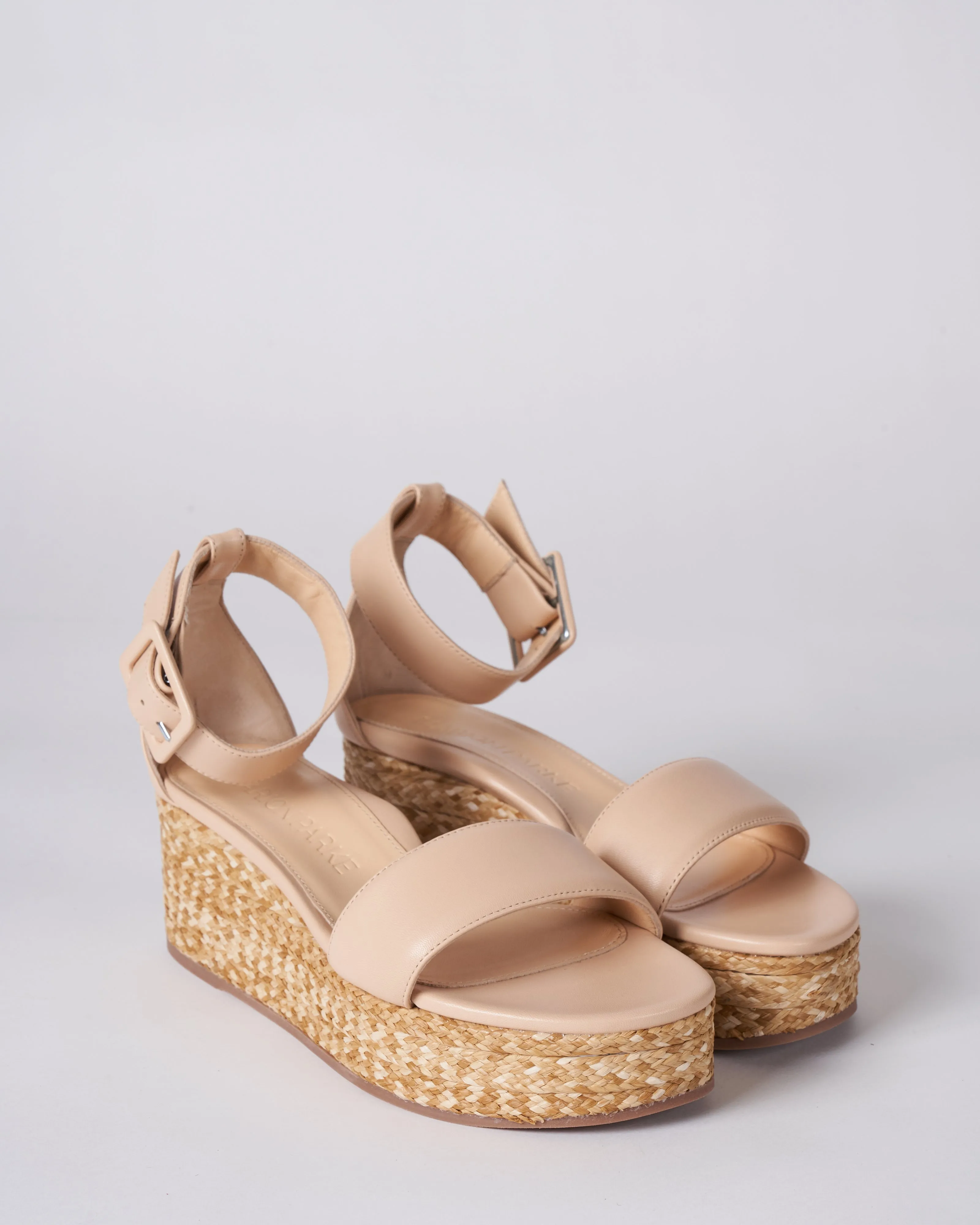 platform wedge upper puff nappa heel raffia