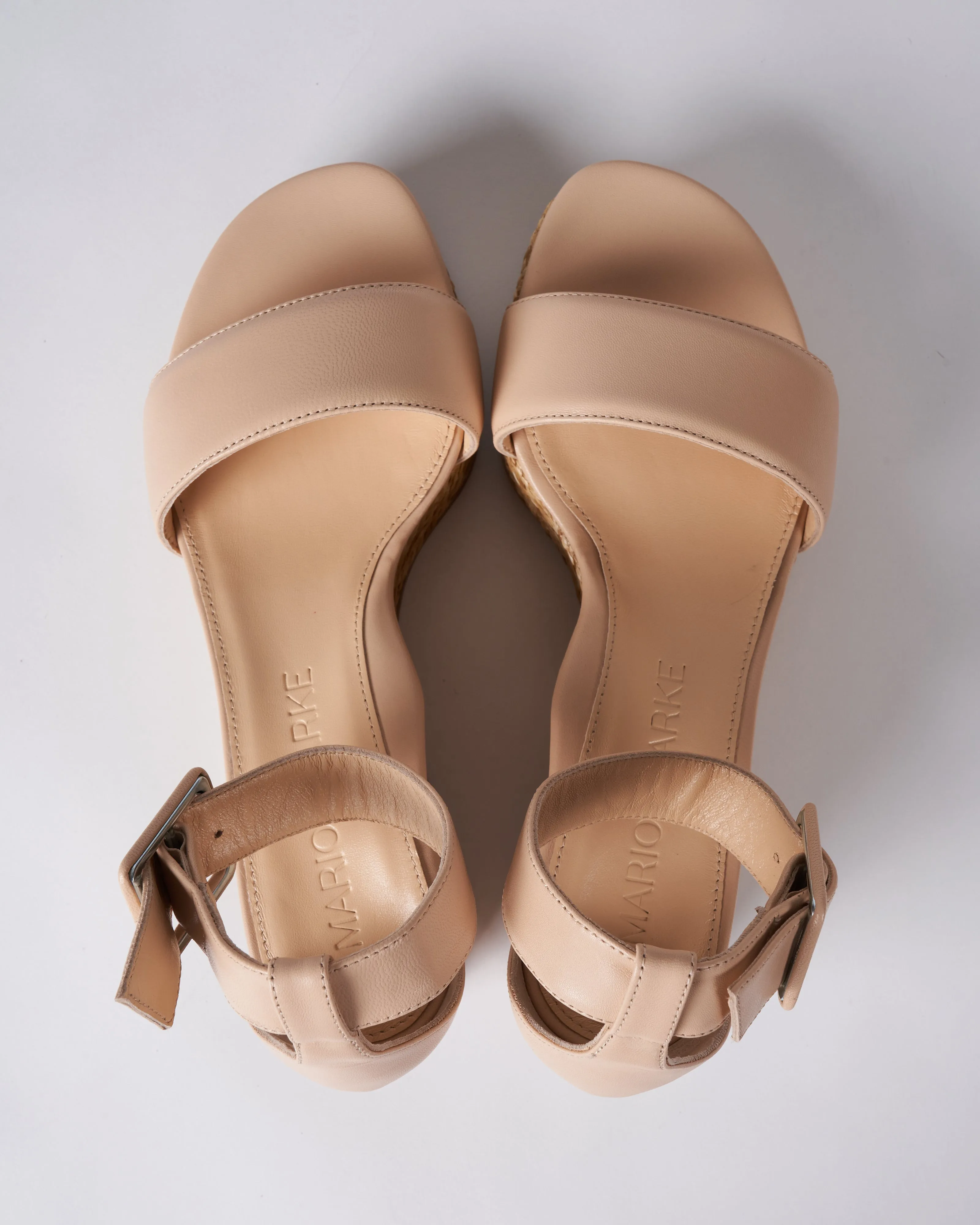 platform wedge upper puff nappa heel raffia