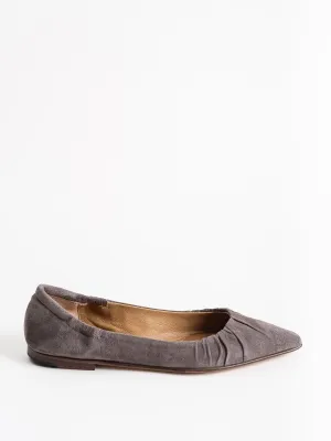 ruched flat - taupe suede