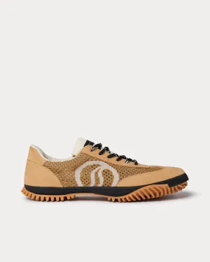 S-Wave Sport Mesh Panelled Pecan Brown Low Top Sneakers