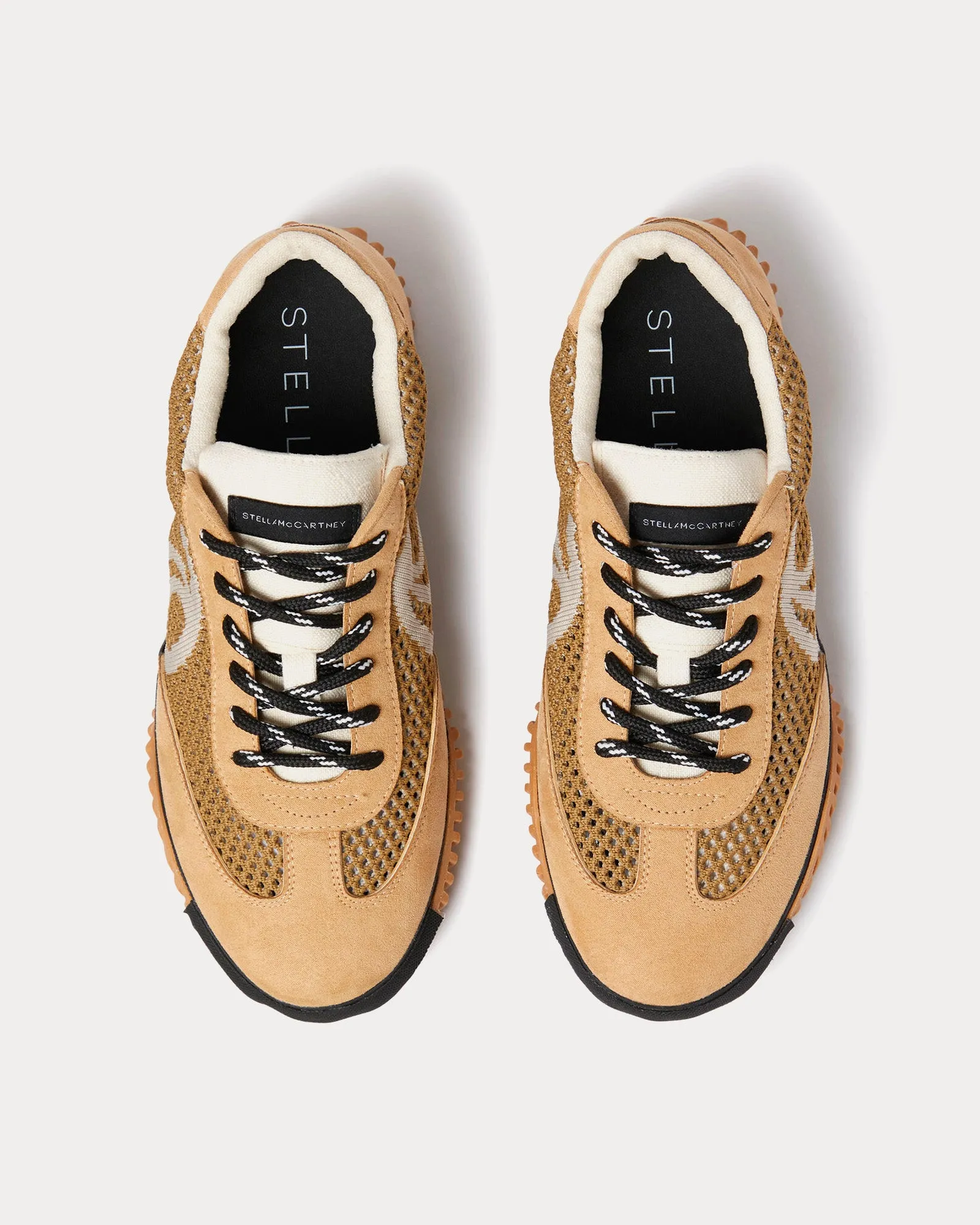 S-Wave Sport Mesh Panelled Pecan Brown Low Top Sneakers