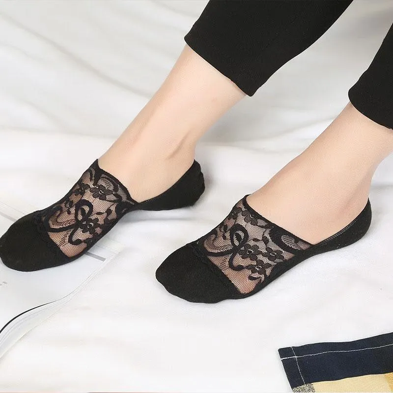 Soft and Comfy Lace Floral Low Cut Ped Socks - Exclusive Bundle