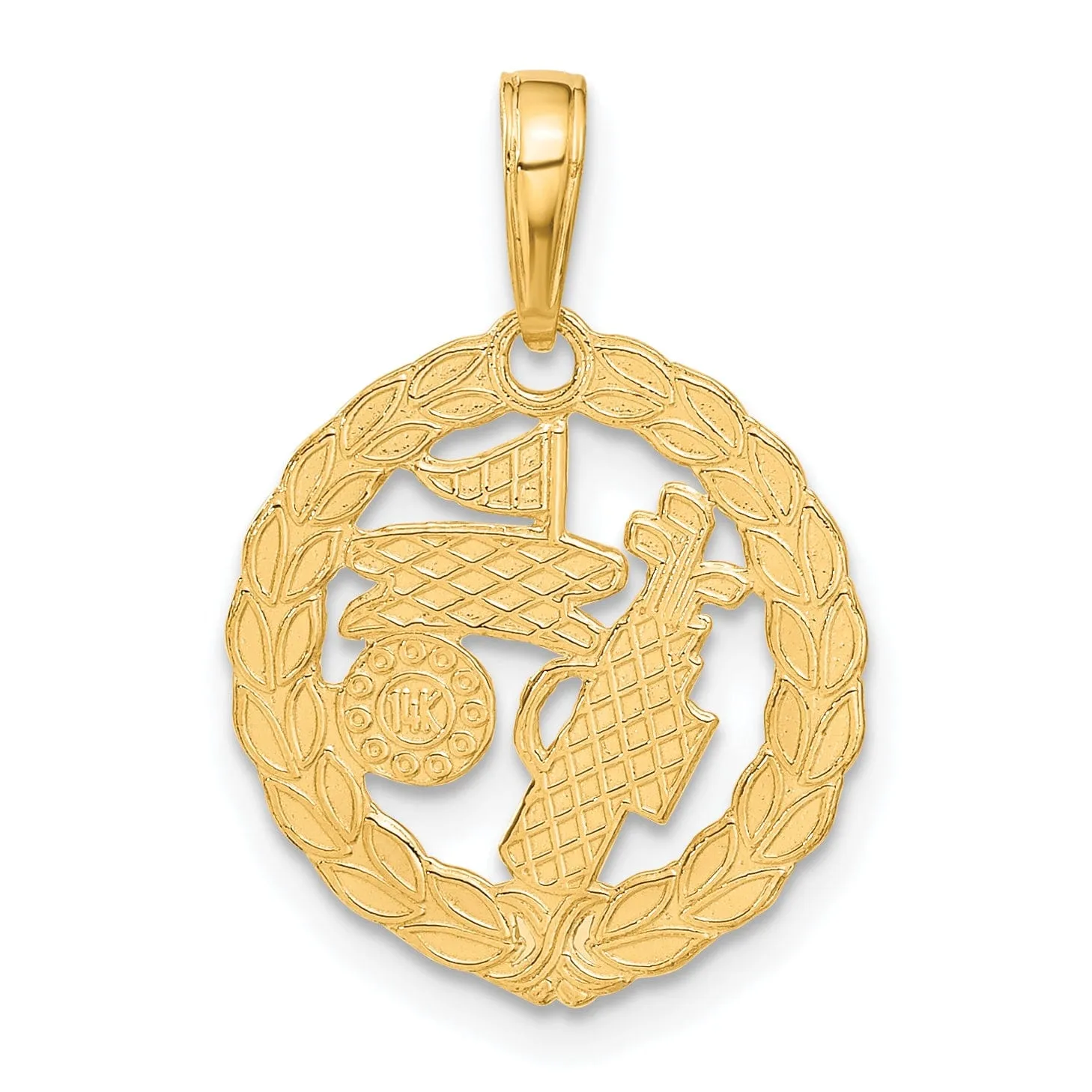 Solid 14k Yellow Golf Theme Charm Pendant