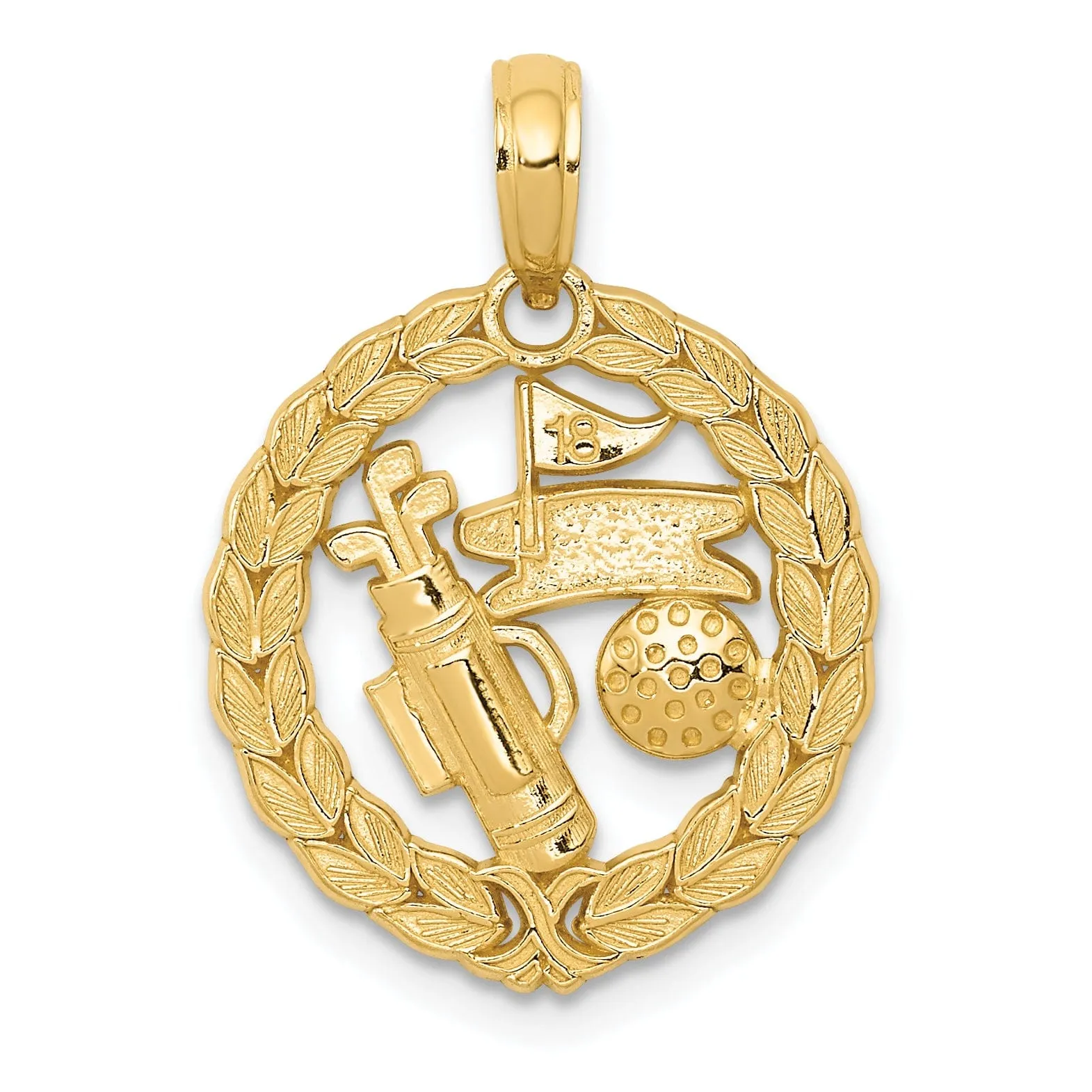 Solid 14k Yellow Golf Theme Charm Pendant