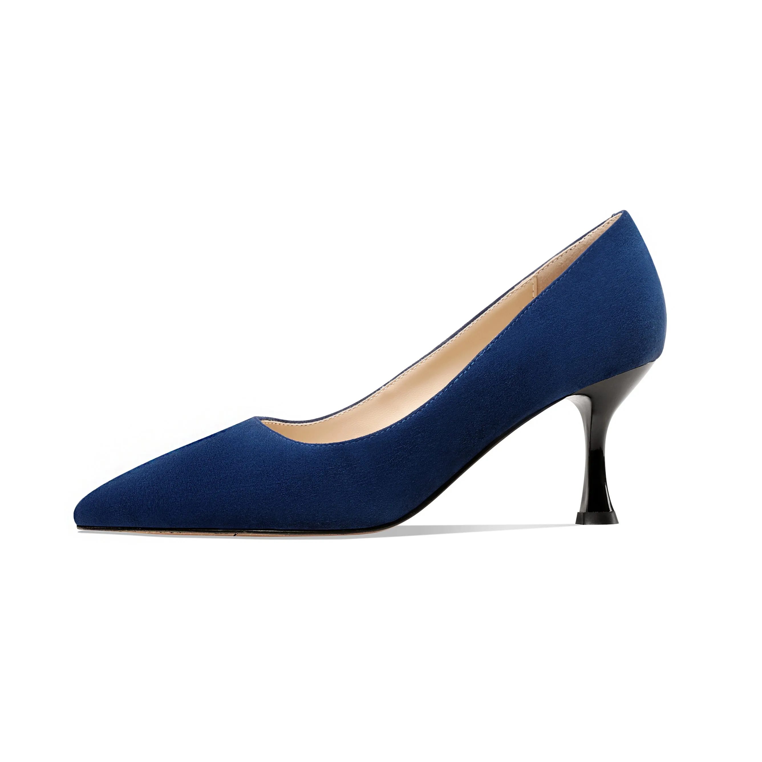 TinaCus Suede Leather Women's Handmade Pointed Toe Sexy Mid Stiletto Heel Slip On Office Party Pump Shoes