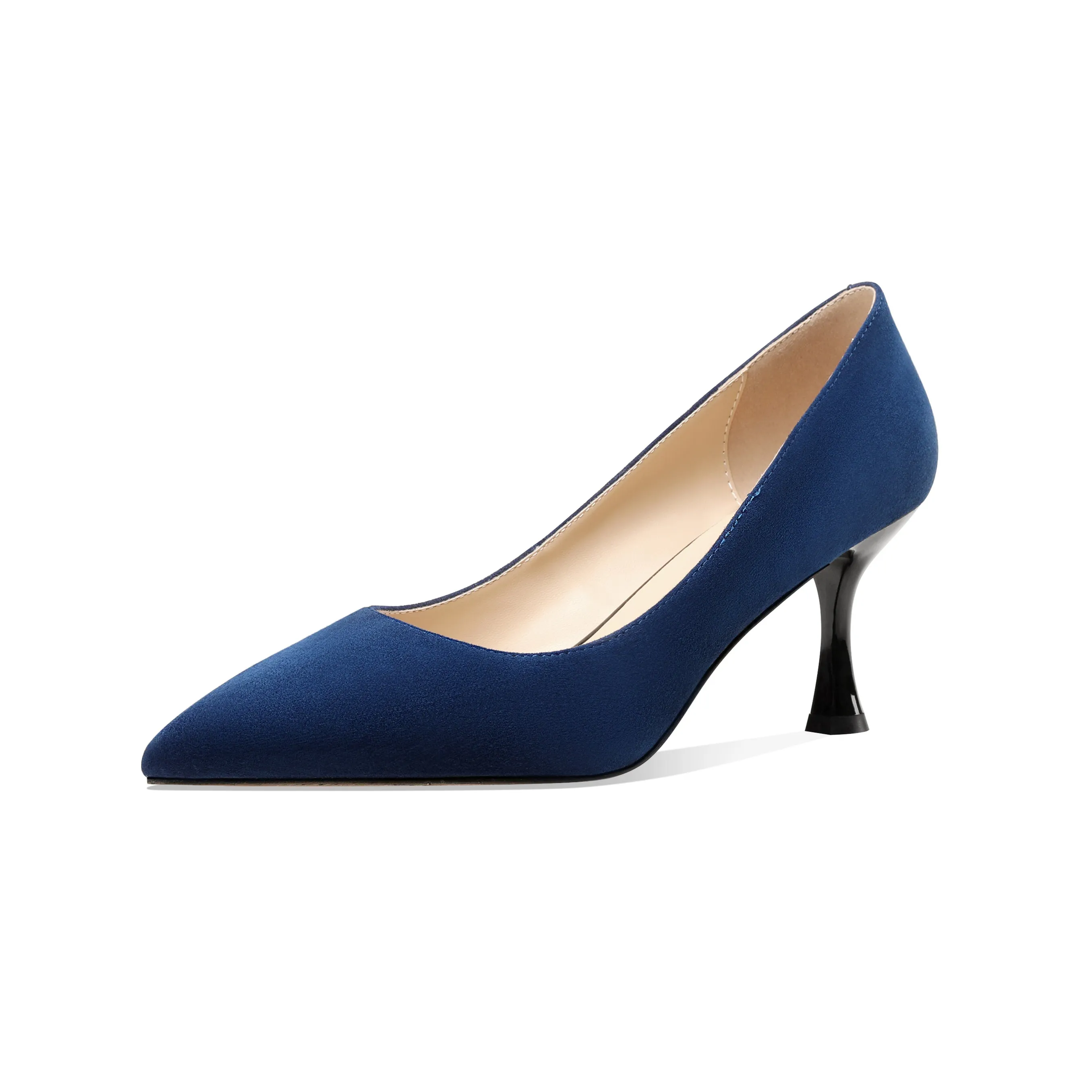 TinaCus Suede Leather Women's Handmade Pointed Toe Sexy Mid Stiletto Heel Slip On Office Party Pump Shoes