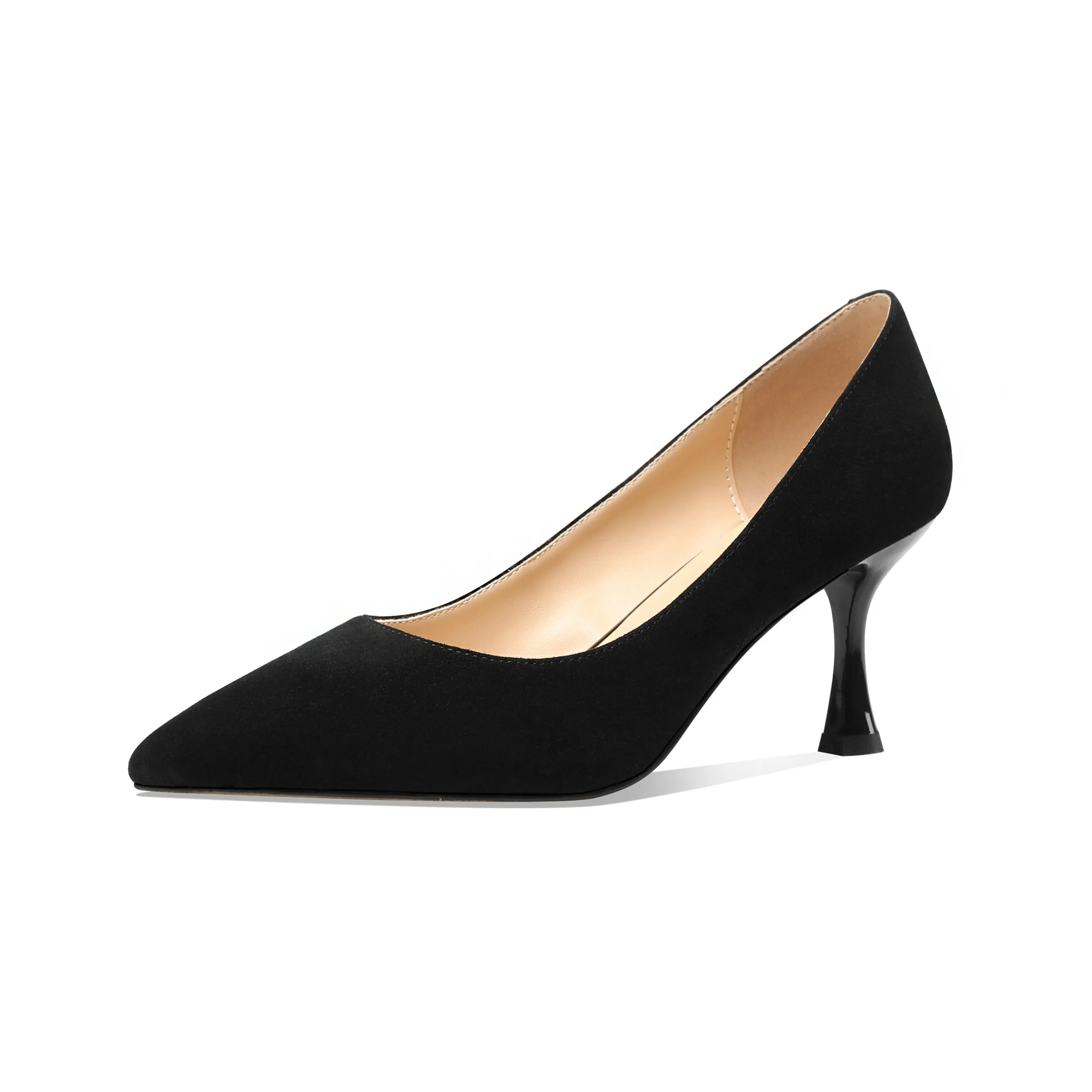 TinaCus Suede Leather Women's Handmade Pointed Toe Sexy Mid Stiletto Heel Slip On Office Party Pump Shoes