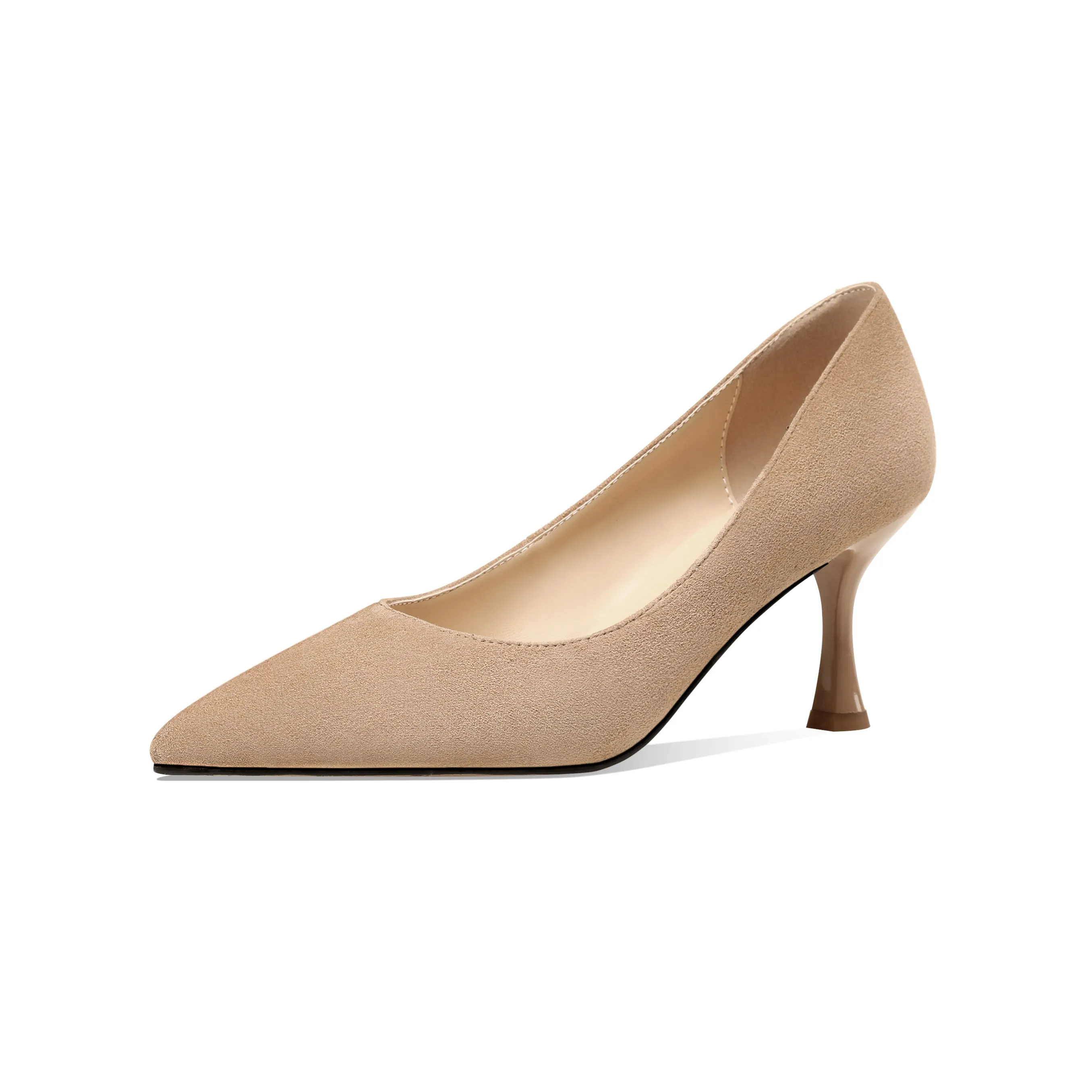 TinaCus Suede Leather Women's Handmade Pointed Toe Sexy Mid Stiletto Heel Slip On Office Party Pump Shoes