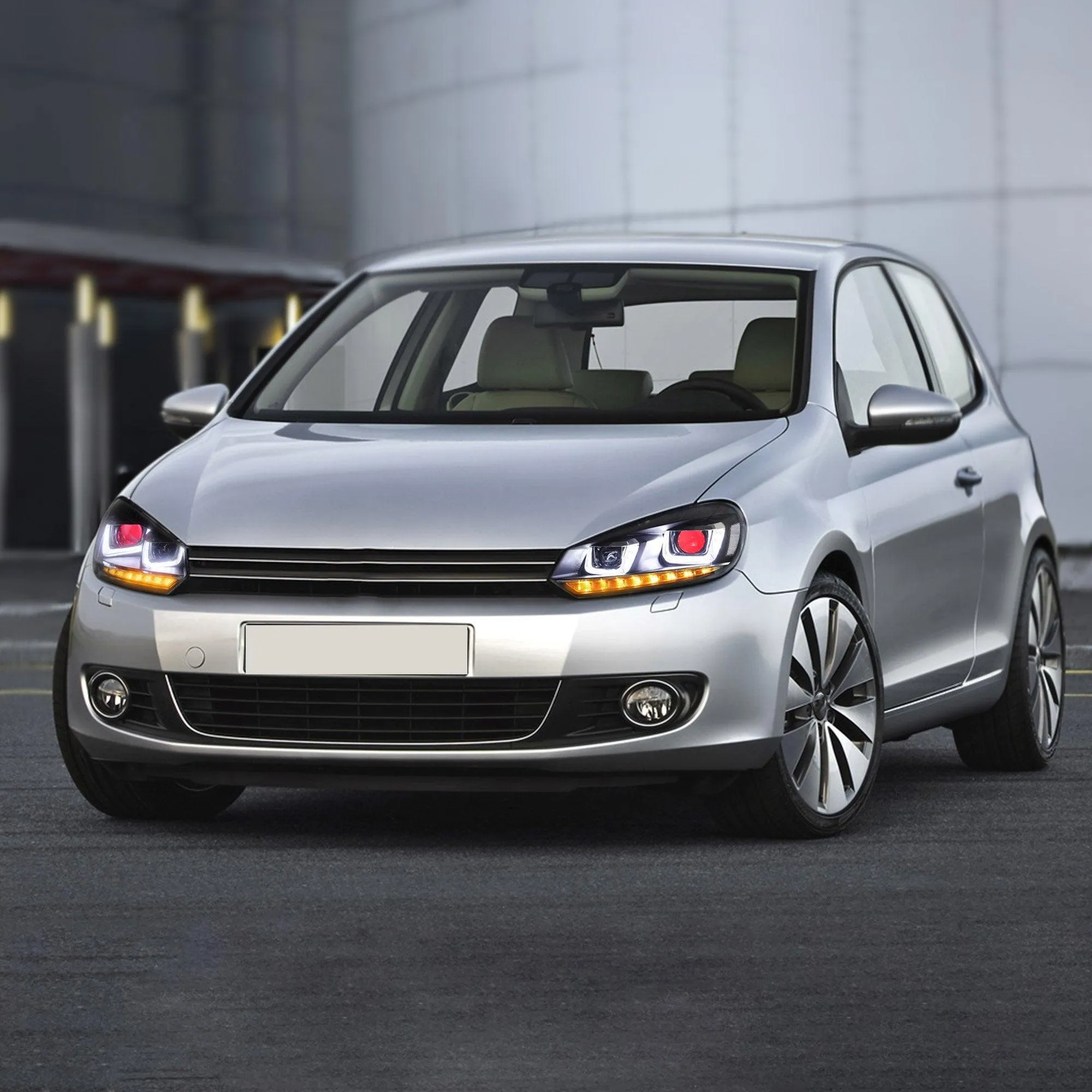 VLAND LED Red Demon Eye Headlights and Taillights Combo For Volkswagen Golf 6 MK6 2008-2014