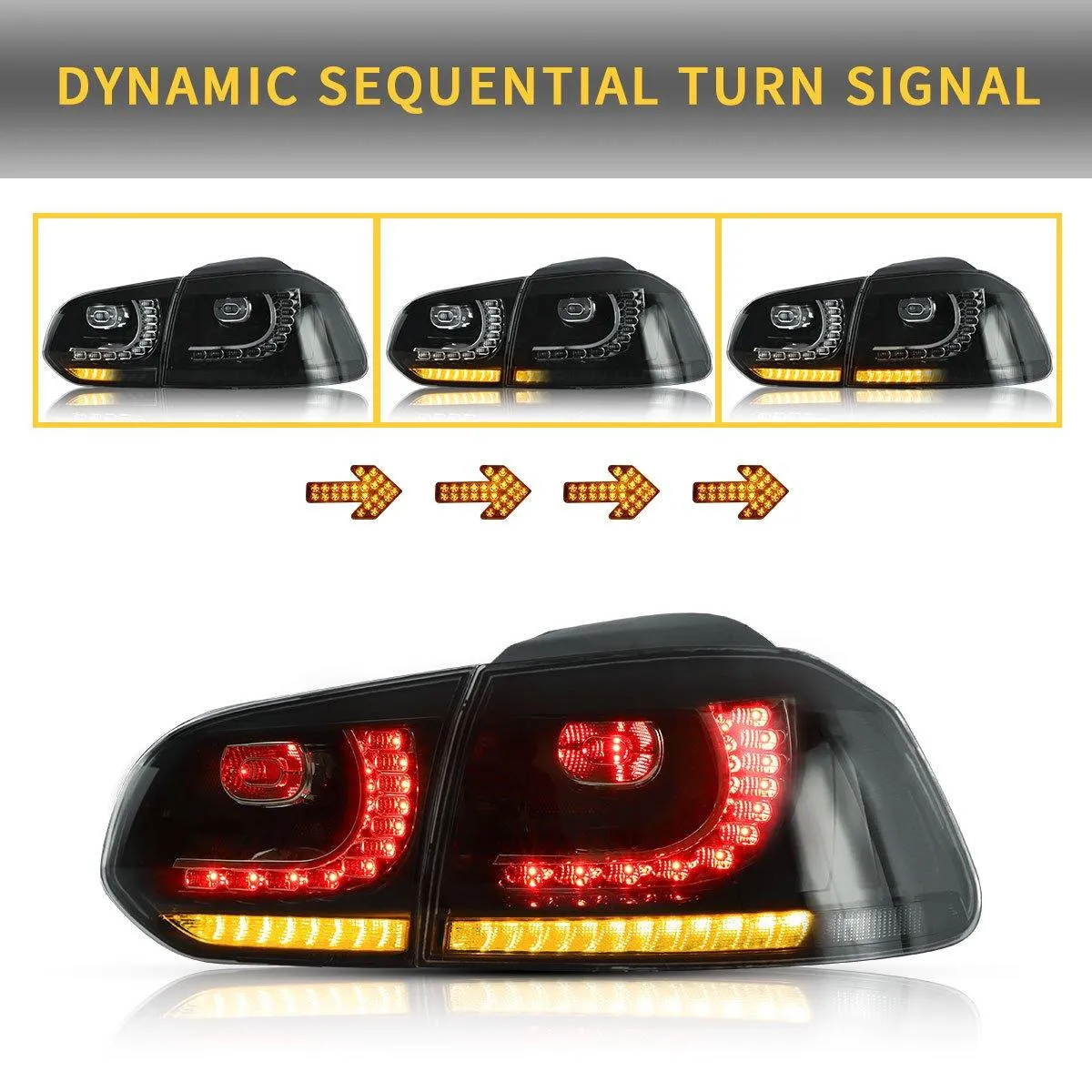 VLAND LED Red Demon Eye Headlights and Taillights Combo For Volkswagen Golf 6 MK6 2008-2014