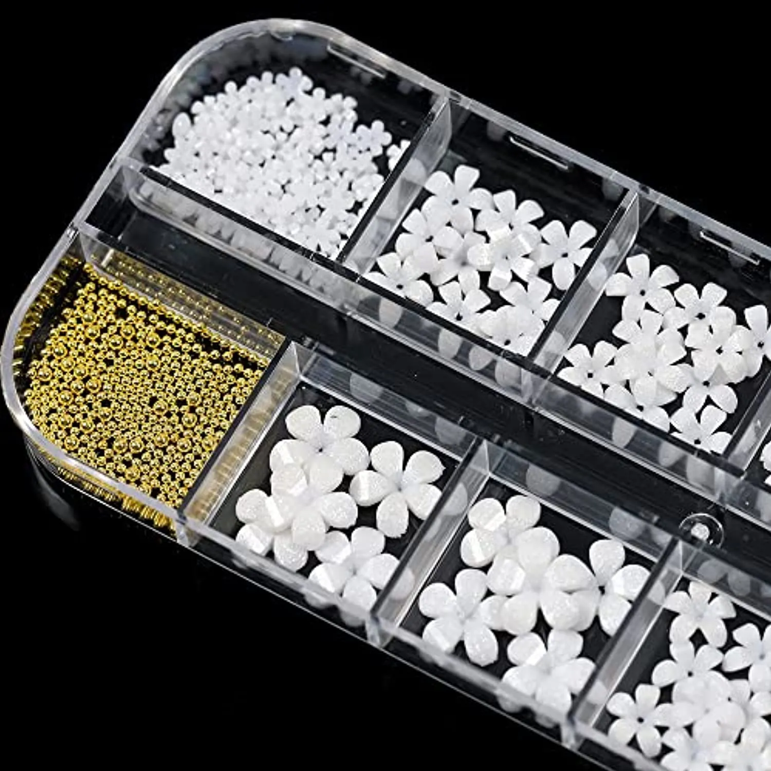 White Flower Nail Charms for Nail Art, Acrylic Flowers Pearls Beads Nail Art Pendants 3D Nail Art Accessories Flower Nail Decals Flatback Nail Art Charms for Women Nail Salon Nail Art Designs