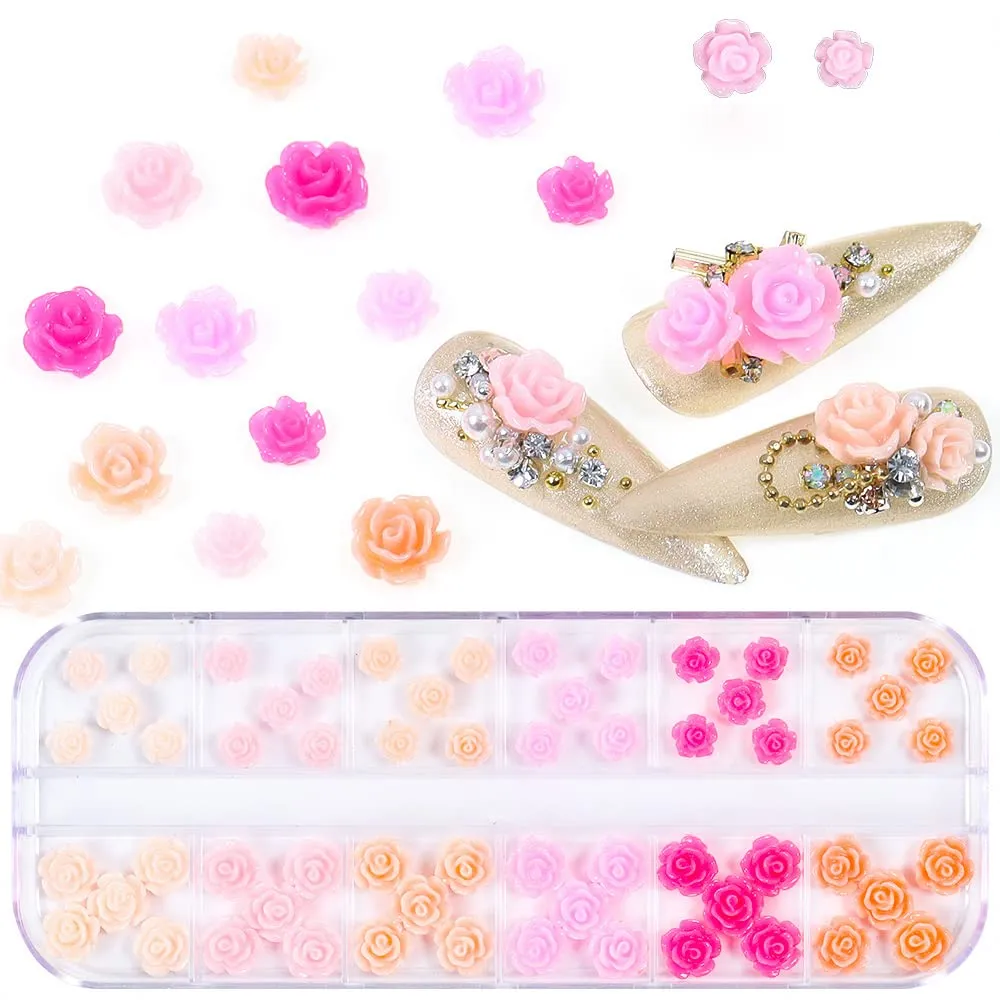 White Flower Nail Charms for Nail Art, Acrylic Flowers Pearls Beads Nail Art Pendants 3D Nail Art Accessories Flower Nail Decals Flatback Nail Art Charms for Women Nail Salon Nail Art Designs